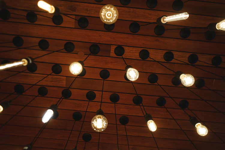 pendant lights viewed from below